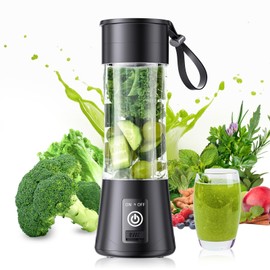 Portable Blender for Smoothies and Shakes - Mini Blender with 380Ml Capacity Travel Cup, Power Mixing 6 Stainless-Steel Blades, Power Mixing for Picnic/Office/Gym