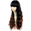 Wonderful Curly Black Brown & Red Long Lady Wig Dip-Dye