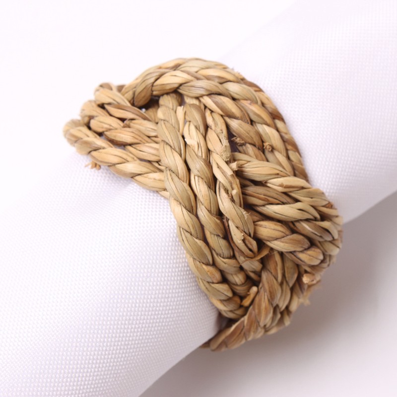 Natural Bamboo Straw Napkin Buckle Twine Napkin Corn Husk Napkin