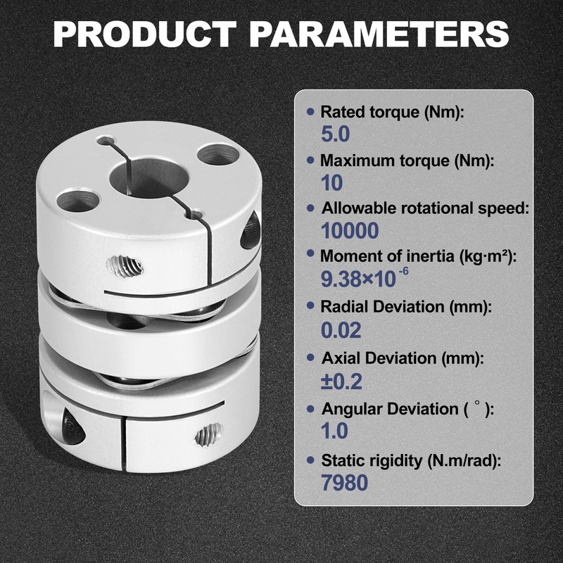 Flexible Shaft Coupling, D34 L45.6 Aluminum Flexible Diaphragm Motor Shaft