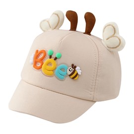 Xinhuida Toddler Cap, Baby Boy Girl 3D Animals Baseball Hats Kids Ball Caps Sun Protection Headgear (Bee-Beige)