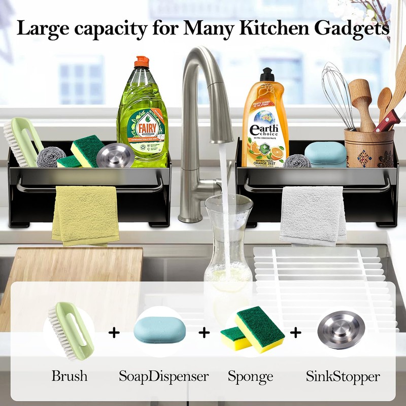 OWill Kitchen Sink Caddy, Kitchen Sink Organiser with Self Draining