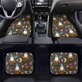 Delerain Gnome and Mushrooms 4-Piece Car Floor Mats Front and Rear Rubber Backing Carpet, Auto Foot Mats All Weather Universal Fit Car Decor Accessories Fit for SUV, Vans, Sedans, Trucks