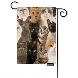 Moslion White Black Gray Cats Garden Flag Vertical Double Sided Portrait of Kitten Breed Cute Animal House Flags Home Burlap Banners 12.5x18 Inch for Outdoor Decor Lawn
