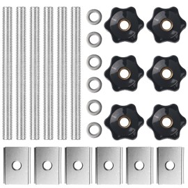 Kayqbonke Pack of 24 T-rail sliding nuts, slot nuts M8 T-slot nuts kit with T-bolt and clamping knob, M8 plastic handle, sliding nuts for woodworking tool, door handles, machine industry