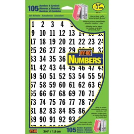 HY-KO Products MM-100 Self Adhesive Consecutive 1-100 Vinyl Numbers, 3/4", Black