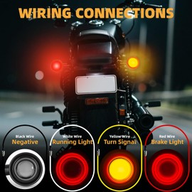 Motorcycle Rear Turn Signal Bullet Large SMD Blinker Red Amber Tail Lights Indicators Fit for Honda Yamaha Suzuki Kawasaki Harley Sportster (Black,2PCS)