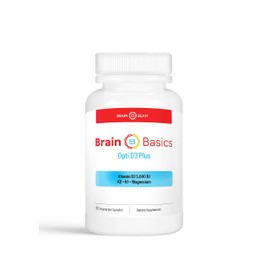 Brain Basic Opti D3 Plus - Vitamin D3 5000 IU with K1, K2, and Magnesium - Brain Support Supplement for Mood, Mind, Memory - Bone, Muscle, and Immune Health - Gluten Free, Soy Free, and Dairy Free