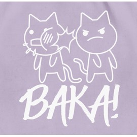 Gym Bag Backpack - Anime Gifts - Baka! with Cats - White - One Size - Pastel Purple - Fabric Bag Cotton Fabric Drawstring Bag for Fans Anime + Bag Gift + Anime Stupid Things, 04 Pastel Purple