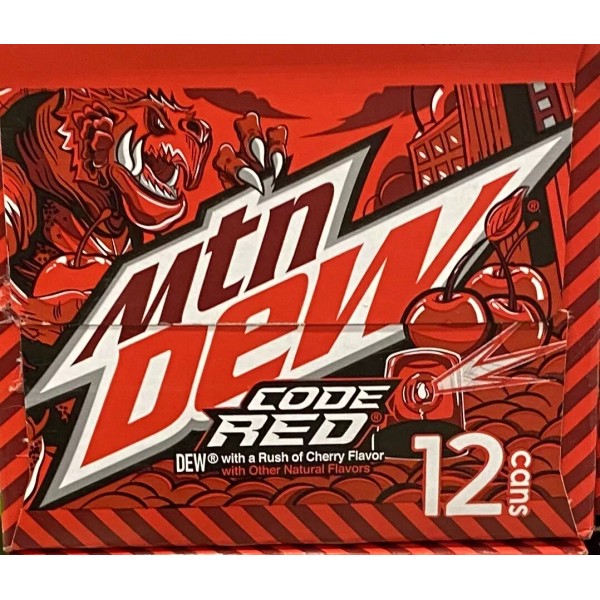 Mountain Dew Code Red Soda 12 Pack Mtn Dew