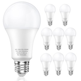 LEDERA A21 LED Light Bulbs, 150 Watt Equivalent LED Bulbs, Daylight White 5000K, 2500 Lumens, E26 Base, 23W Light Bulbs for Bedroom Living Room Commercial Lighting, Non-Dimmable, Pack of 8