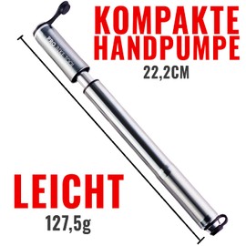 Pro Bike Tool Mini Bicycle Pump with Pressure Gauge for Presta & Schrader Valves - High Pressure up to 6.9 Bar - Reliable, Compact & Lightweight Frame Pump with Pressure Gauge - Pump for Road Bike, Mountain Bike, titanium