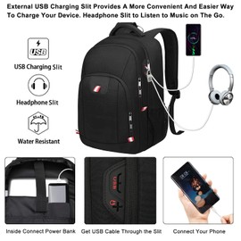 Della Gao Anti-Theft Laptop Backpack,Business Travel Backpack Bag with USB Charging Slit,Water Resistant Computer Rucksack Work Backpack for Mens Womens Fits 15.6 Inch Laptop Black
