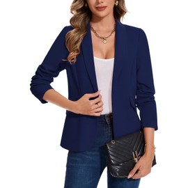 MINTLIMIT Women's Jacket Suit Elegant Casual Spring Blazer Shawl Collar Half Lined (Navy M)