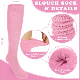 Justay 4 Pairs Women Slouch Socks Soft Knee High Scrunch Slouchy Socks Knit Tube Extra Long Socks for Women
