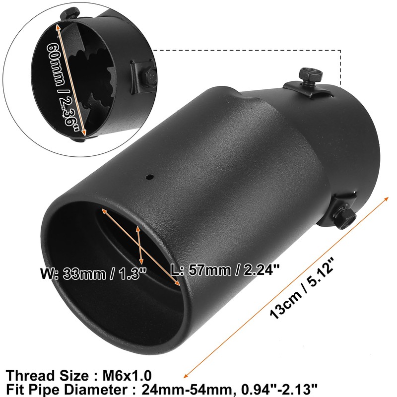 X AUTOHAUX 60mm 2.36" Inlet Bending Universal Car Exhaust Tip