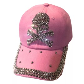 Popfizzy Bling Pink Skull Hat for Women, Adult Cotton Cap