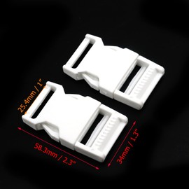 Coshar 50 Pack Plastic Buckles 1 Inch Quick Side Release Plastic Buckles for 1 Inch Backpack Belt, White