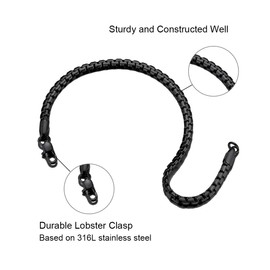 ChainsPro Box Chain Bracelets Men Mens Wrist Chain 4mm 20mm Bangle Gift Black