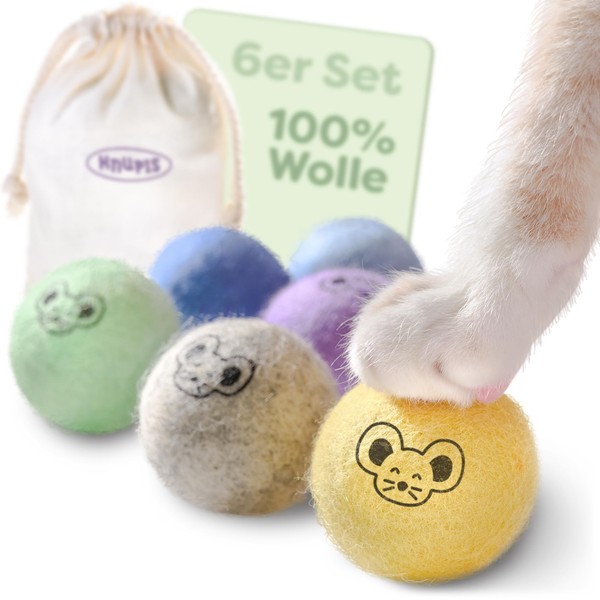 Knupis Felt Balls for Cats - 6 Balls Wool -