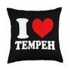 I Love Tempeh Vegan Vegetarian Throw Pillow