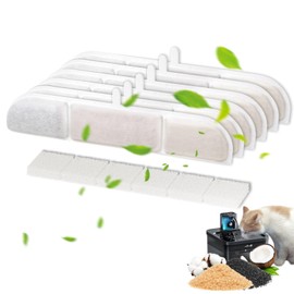 PARTSEE 12 Set Katzenbrunnen Filter für DownyPaws Katzenbrunnen DPWFP6 DPWFP6SS, Ersatzfilter Aktivkohle Medizinalstein lonenaustauschharz für 2.5L DownyPaws Trinkbrunnen (12 Filter+12 Schwamm)