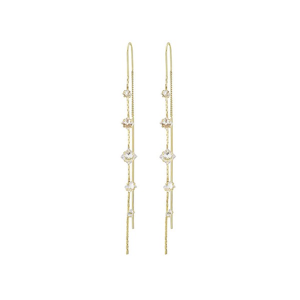 Long Chain Rhinestone Threader Earrings for Women Sparkling Silver Plated