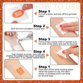 Landhoow 240 Pcs Orange Team Spirit Tattoos Temporary Glitter Go Team Tattoos Football Party Costume Accessory for School Spirit Supplies