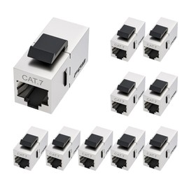 FGB 10Gbps Cat7 Keystone Module RJ45 Shielded Coupling Socket Network Patch Panel Keystone Ethernet Coupling Network Connector (Pack of 10, Silver)