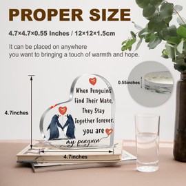 Valentines Day I Love You Gifts for Her Him, My Penguins Romantic Gifts For Husband Wife, Wedding Anniversary Acrylic Plaque for Men Women