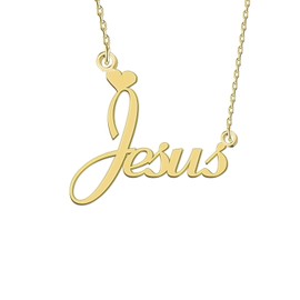 GR35Z9 Jesus Name Necklace Love Heart Pendant Necklace Dainty Stainless Steel Jewelry for Women
