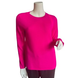 Women's 100% Cashmere Long Sleeve Crew Neck Sweater. Comfort, Luxury, and Soft Silky Texture - Essential Classic Pullover (US, Alpha, Large, Regular, Regular, Cerise)