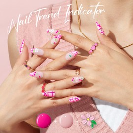 Modelones Spring Gel Nail Polish Kit with U V Light, White Jelly Glitter Pink Hot Neon Pastel Manicure Set with Base Top Coat Flower Stickers 4 Colors Gel Mini Salon Nail Art Starter Gift for Women