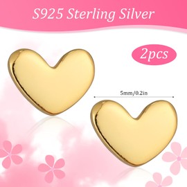 Mini Heart Earrings Studs, Dainty Heart S925 Gold Earrings Skin-Friendly Tiny Cartilage Tragus Earrings for Women