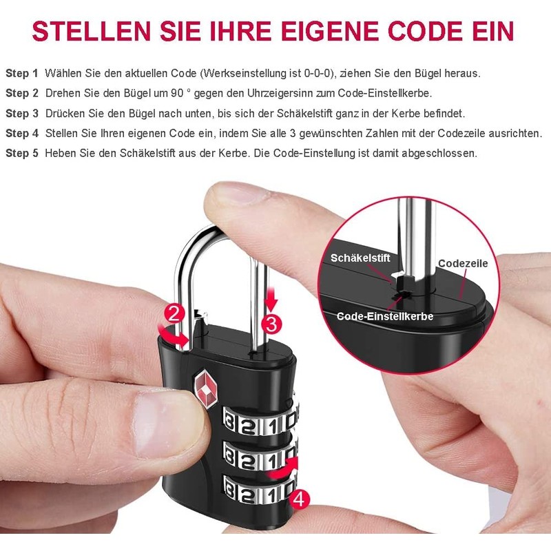 ZHEGE TSA Suitcase Lock, Luggage Locks, 3 Digit Combination Lock,