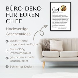 PURESIZE Chef Birthday Poster A4 with Frame (Black), Birthday Gift, Office Decoration Funny, Gifts for Promotion, Best Chef in the World