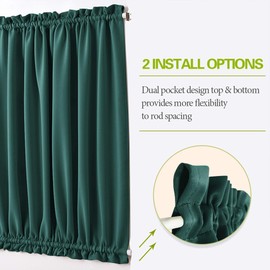 PONY DANCE Door Curtain Panel - Front Door Side Light Block Privacy Protect Decoration for Front/Back Entry Way Adjustable Size Dual Rod Pocket Top, 25 W x 72 L, Hunter Green, 1 PC