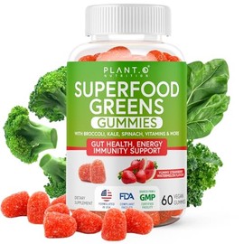 PLANT.O NUTRITION SuperGreens Gummies | Daily Greens Superfood with Fruits, Vegetables & Vitamins to Boost Immunity, Cognitive & Gut Health | Watermelon & Strawberry Flavor | 60 Super Gummies