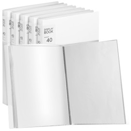 Marspark 6 Pcs Binder with Plastic Sleeves Large 8.5" x 11" Display Presentation Book 40 Pocket 80 Pages Art Portfolio Folder Clear Sheet Protector for Photo Document (White)
