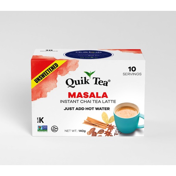 QuikTea Unsweetened Masala Chai Tea Latte - 10 Count Single