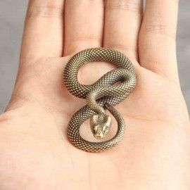 TEAMWILL Small Brass Metal Statue Ornament Animal Figurines Figurine House Decoration 1PC (Snake C (1PC)