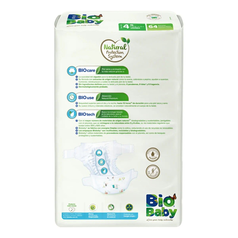 Pañales Bio Baby Etapa 4 G Unisex 64 Piezas