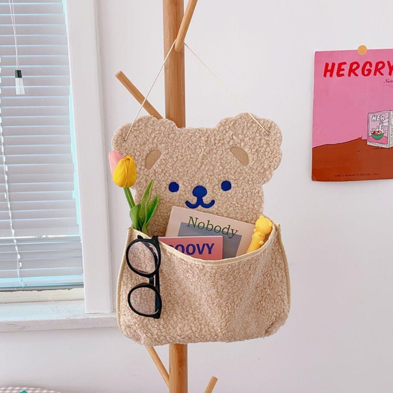 Wall Hanging Storage Bag Cute Bear Shape Large Capacity Wall