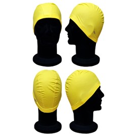 Blue Reef Elasticated Stretchy Anti Tear Easy Fit Plain Deluxe Pull On Swimming Hat Swim Cap One Size Suitable For All Ages 3+ Years (Yellow)