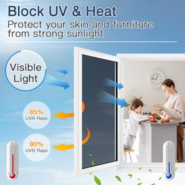 Haton Window Privacy Film One Way Window Tint for Home, Sun UV Blocking Heat Control Reflective Mirror Film, No Glue Static Cling See Out Not in Glass Door Covering, Black Silver, 17.5" x 78.7"