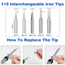 Flintronic Soldering Iron Set, 80 W LCD Soldering Iron with On/Off Switch, Adjustable Temperature 180-520 °C, 10 g Soldering Wire, 5 Soldering Tips, Desoldering Pump, Soldering Iron Stand, Tweezers,