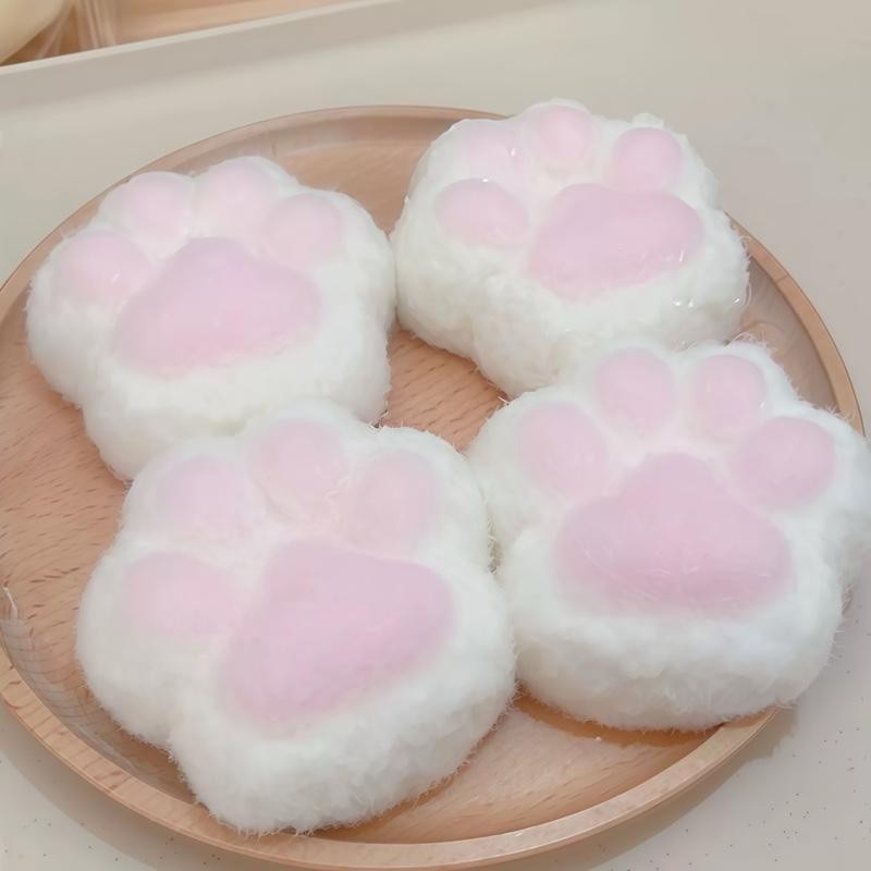 【2025 New】MOBECK 1pcs Fluffy Squishy Cat Paw Squishy Toys, 2.76
