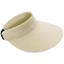 MK MATT KEELY Sun Hats for Women Adjustable Straw Beach Visor Hats Ladies Packable Large Brim Ponytail Hat,Blue