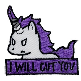 Wikineon Iron On Embroidered Patch, Cute Animal Patch "I Will Cut You" - Appliable to Badge Iron On Sew On Emblem Patch DIY Accessories Perfect for Jackets, Clothes, Hats & Jeans