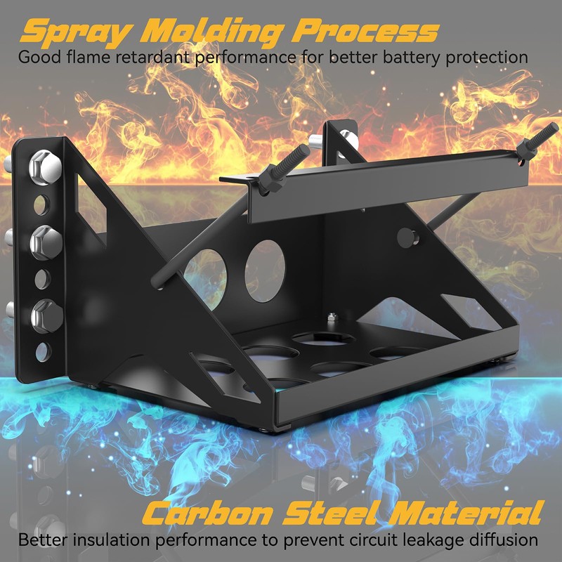 Metal Steel Battery Mounting Box Tray Bracket DIY,Easy Bolt-In Battery